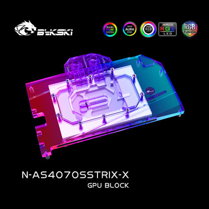 Bykski GPU Water Block For ASUS ROG GeForce RTX 4070 SUPER GAMING, Full Cover With Backplate PC Water Cooling Cooler, N-AS4070SSTRIX-X