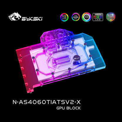 Bykski GPU Water Block For Asus ATS RTX 4060 Ti O8G Gaming V2 , Full Cover With Backplate PC Water Cooling Cooler, N-AS4060TIATSV2-X-V2