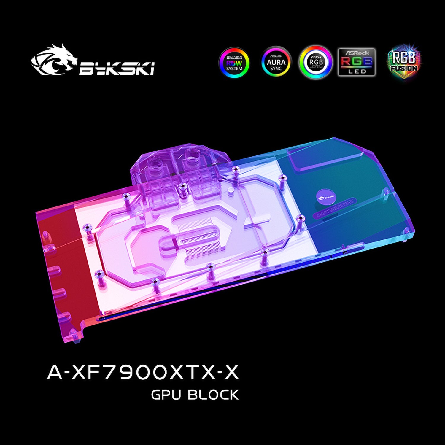 Bykski GPU Water Block For XFX RX 7900 XTX Speedster Merc 310 / Pro 24G ,  Full Cover With Backplate PC Water Cooling Cooler, A-XF7900XTX-X