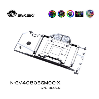 Bykski GPU Water Block For Gigabyte RTX 4080 Super Gaming OC 16G, Full Cover With Backplate PC Water Cooling Cooler, N-GV4080SGMOC-X