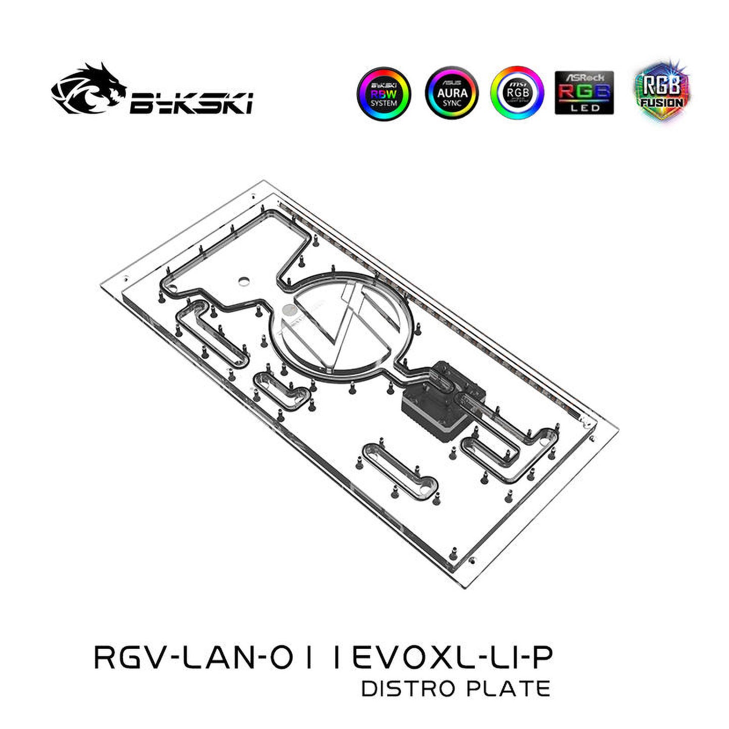 Bykski Front Distro Plate For Lian Li O11 EVO XL Case, 5V A-RGB Acrylic Waterway Board, Complete Kit For Water Cooling Loop, RGV-LAN-O11EVOXL-LI-P