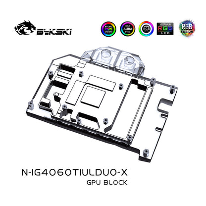 Bykski GPU Water Block For Colorful RTX 4060 Ti Ultra W DUO / Mini , Full Cover With Backplate PC Water Cooling Cooler, N-IG4060TIULDUO-X