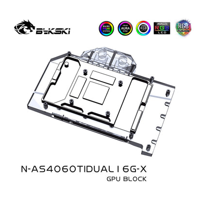 Bykski GPU Water Block For Asus Dual RTX 4060 Ti OC 16GB (Overclock version), Full Cover With Backplate PC Water Cooling Cooler, N-AS4060TIDUAL16G-X