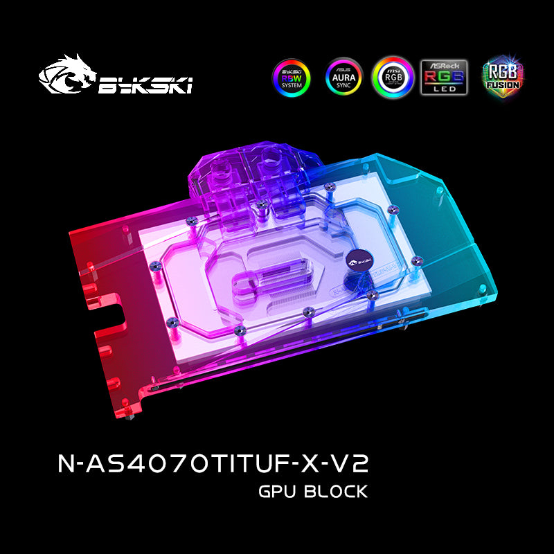 Bykski GPU Water Block For Asus TUF / Dual RTX 4070 Ti / 4070 Super Gaming Geforce, Full Cover With Backplate PC Water Cooling Cooler, N-AS4070TITUF-X-V2