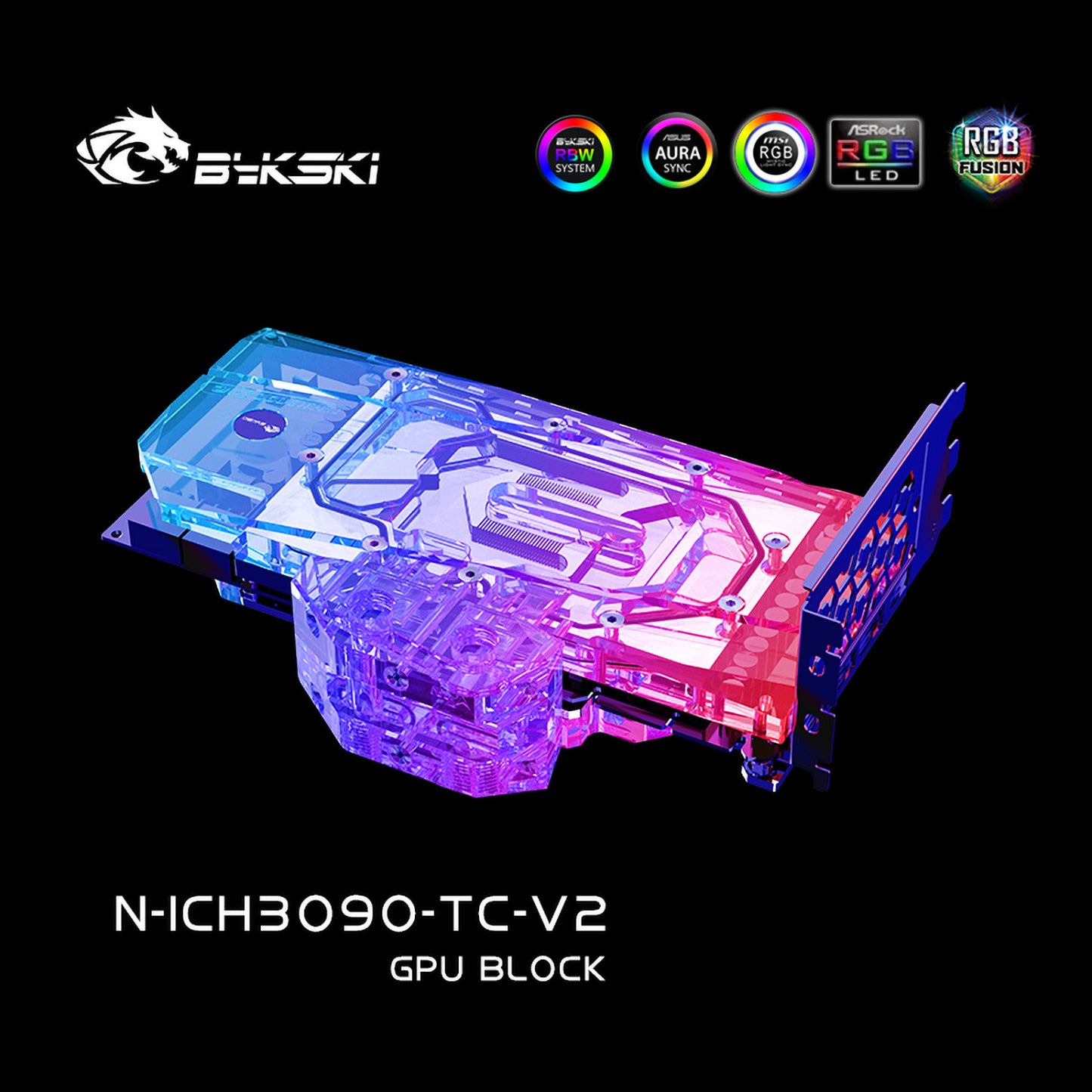 Bykski GPU Block With Active Waterway Backplane Cooler For Inno3D RTX 3090/3080Ti/3080 ICHILL / Gaming, AX 3090/3080Ti X3W, N-ICH3090-TC-V2