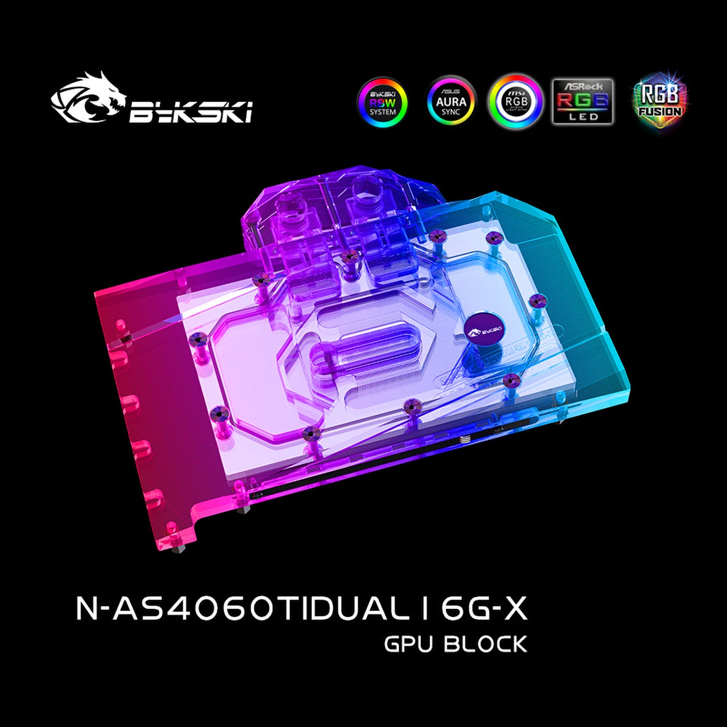 Bykski GPU Water Block For Asus Dual RTX 4060 Ti OC 16GB (Overclock version), Full Cover With Backplate PC Water Cooling Cooler, N-AS4060TIDUAL16G-X