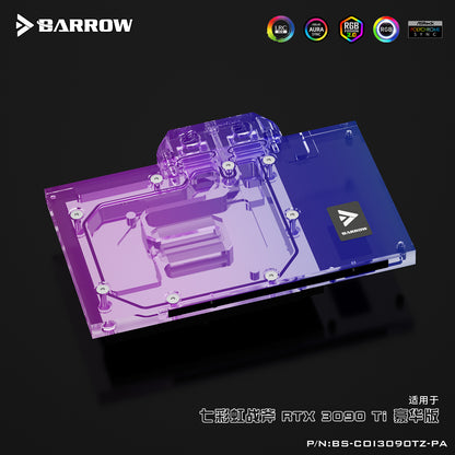 Barrow 3090 GPU Water Block For Colorful BATTLE AX 3090 Ti, Full Cover 5v ARGB GPU Cooler, BS-COI3090TZ-PA