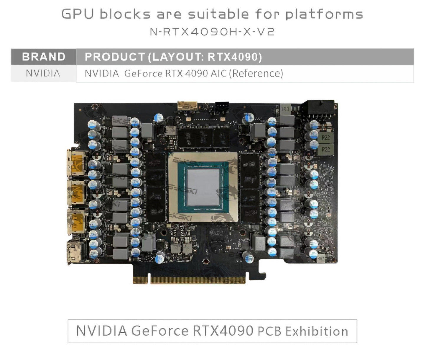 Bykski GPU Block For Nvidia RTX 4090 AIC (Reference), High Heat Resistance Material POM + Full Metal Construction, With Backplate Full Cover GPU Water Cooling Cooler Radiator Block, N-RTX4090H-X-V2