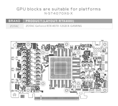 Bykski GPU Water Block For Zotac RTX 4070 X-Gaming 12GB, Full Cover With Backplate PC Water Cooling Cooler, N-ST4070XG-X