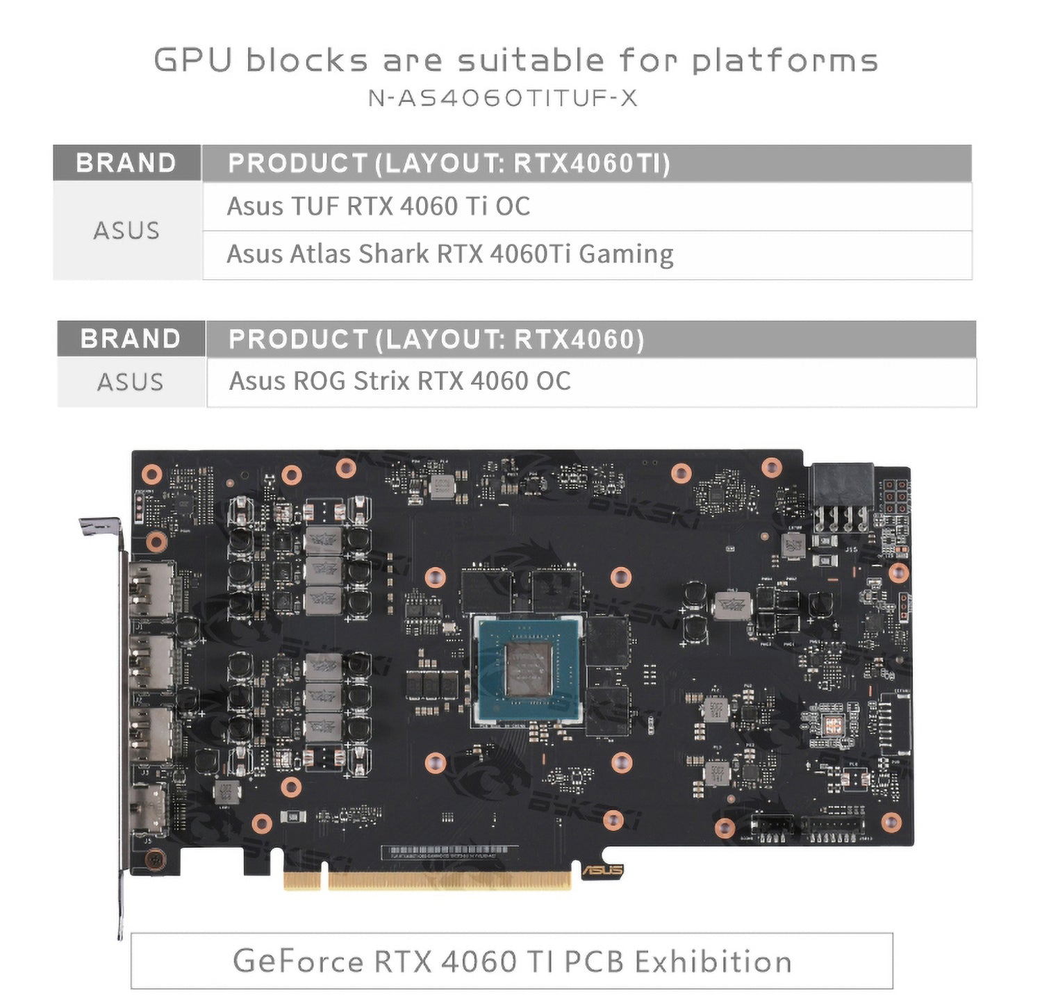 Bykski GPU Water Block For Asus RTX 4060 Ti TUF / Atlas Shark