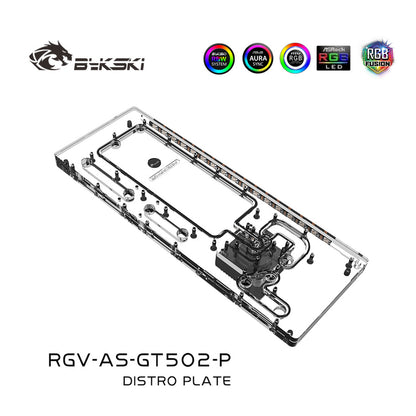 Bykski Distro Plate For ASUS TUF GT502 Case, Acrylic Waterway Board Combo DDC Pump, 5V A-RGB，RGV-AS-GT502-P