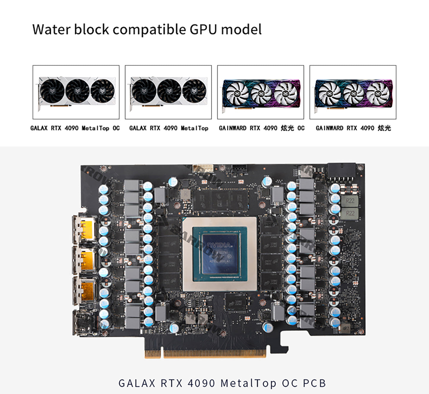 Barrow GPU Water Block For Galax RTX 4090 MetalTop OC GPU Card  Full Cover Water Cooler , With Backplane BS-GAM4090-PA