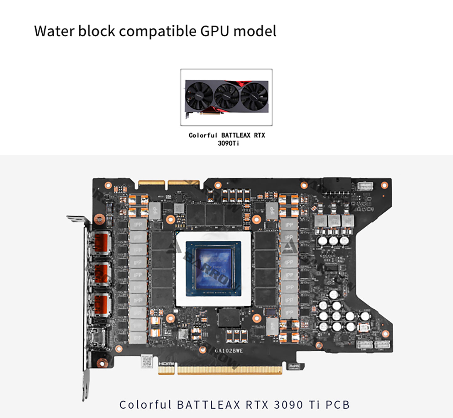 Barrow 3090 GPU Water Block For Colorful BATTLE AX 3090 Ti, Full Cover 5v ARGB GPU Cooler, BS-COI3090TZ-PA