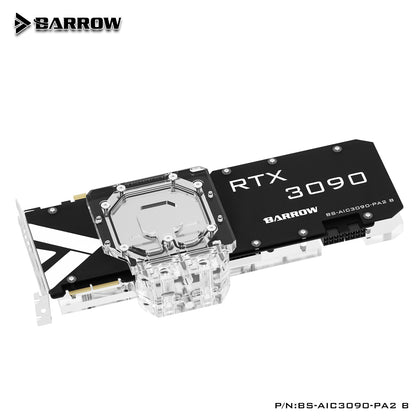 Barrow 3090 GPU Block Full Cover Graphics Card Water Cooling Blocks, For ZOTAC RTX 3090 TQ OC, BS-AIC3090-PA2