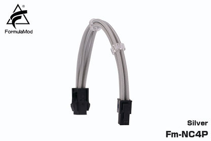 FormulaMod Fm-NC4P CPU 4Pin Power Extension Cable For Motherboard 4 Pin 18AWG Solid Color Extension Cables With Cable Comb