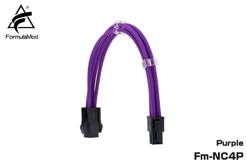 FormulaMod Fm-NC4P CPU 4Pin Power Extension Cable For Motherboard 4 Pin 18AWG Solid Color Extension Cables With Cable Comb