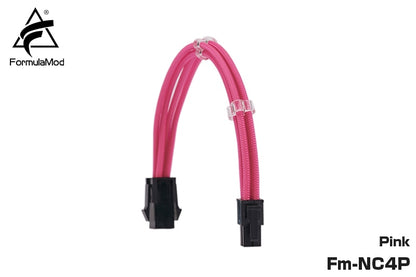 FormulaMod Fm-NC4P CPU 4Pin Power Extension Cable For Motherboard 4 Pin 18AWG Solid Color Extension Cables With Cable Comb