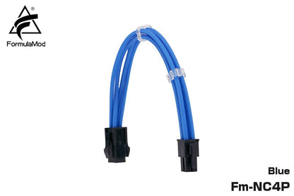 FormulaMod Fm-NC4P CPU 4Pin Power Extension Cable For Motherboard 4 Pin 18AWG Solid Color Extension Cables With Cable Comb