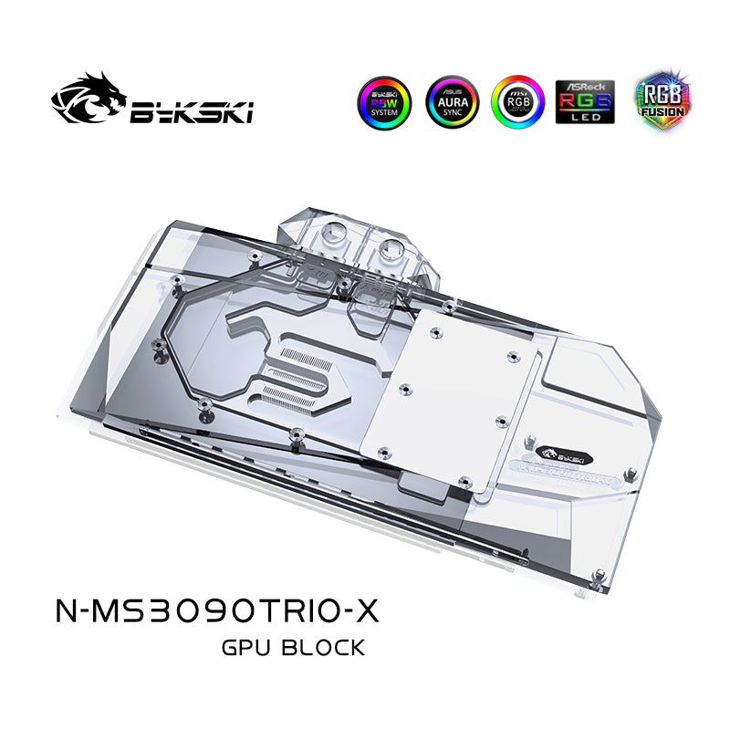 Bykski GPU Water Cooling Block For MSI RTX 3090 3080Ti 3080 GAMING X TRIO,  Graphics Card Liquid Cooler System, N-MS3090TRIO-X