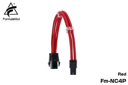 FormulaMod Fm-NC4P CPU 4Pin Power Extension Cable For Motherboard 4 Pin 18AWG Solid Color Extension Cables With Cable Comb