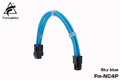 FormulaMod Fm-NC4P CPU 4Pin Power Extension Cable For Motherboard 4 Pin 18AWG Solid Color Extension Cables With Cable Comb