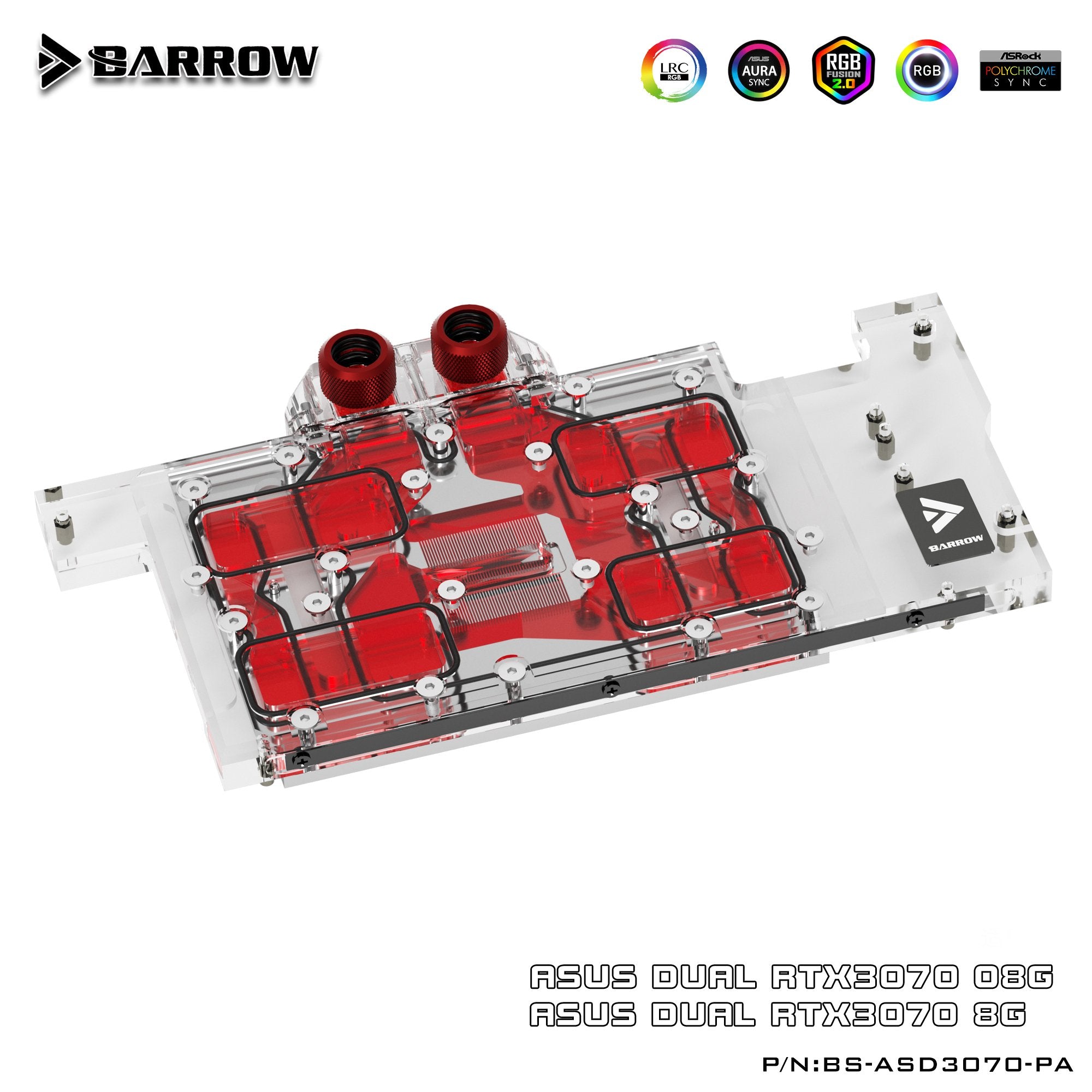 Barrow 3070 GPU Water Block for ASUS DUAL 3070, Full Cover ARGB