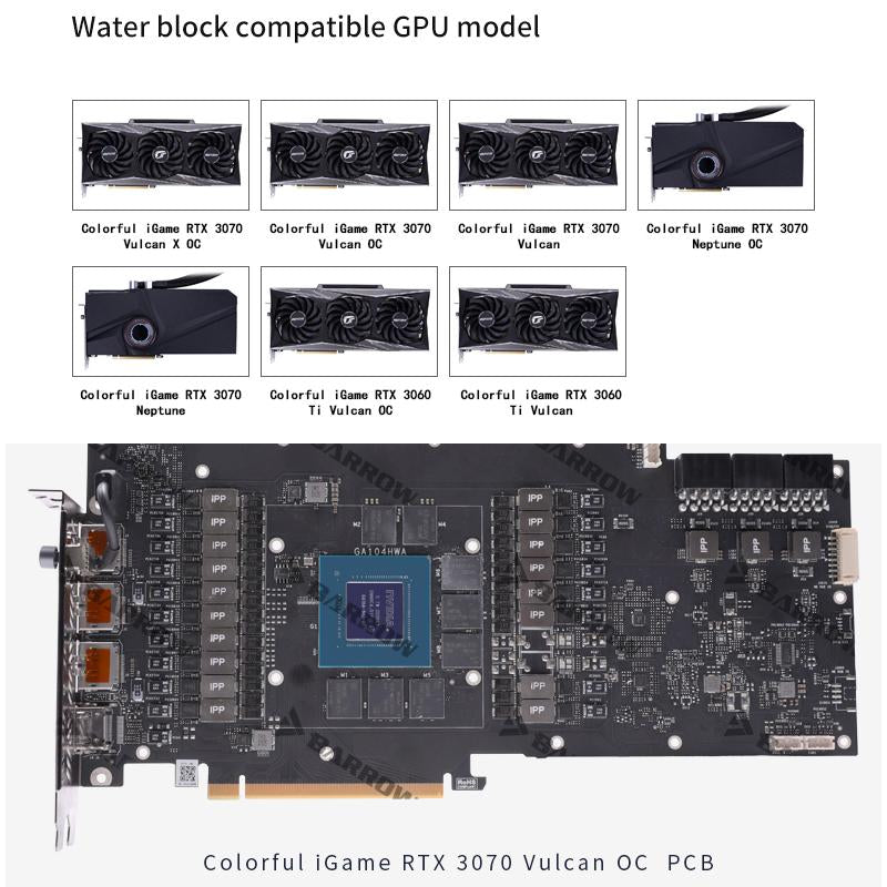 Barrow 3070 3060Ti GPU Water Block for Colorful RTX 3070 3060ti