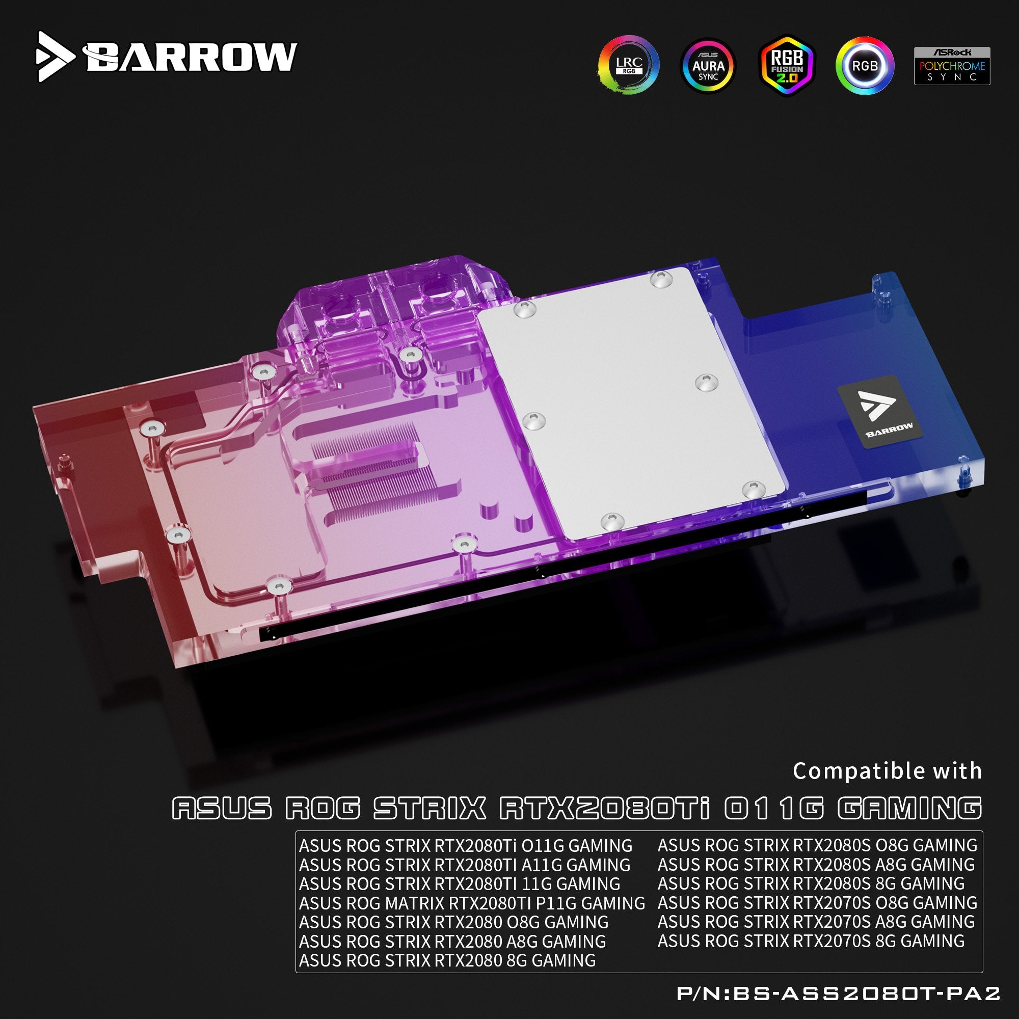 Barrow BS-ASS2080T-PA2, Full Coverage Graphics Card Water Cooling