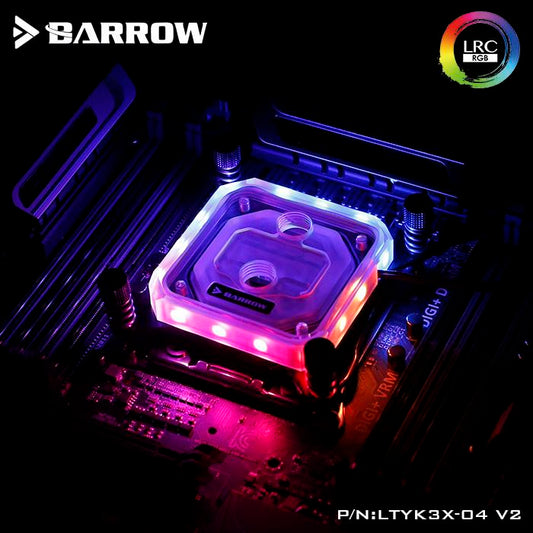 Barrow LTYK3X-04-V2, For Intel Lga2011 X99/X299 CPU Water Blocks, LRC RGB v2 Acrylic Microwaterway Water Cooling Block