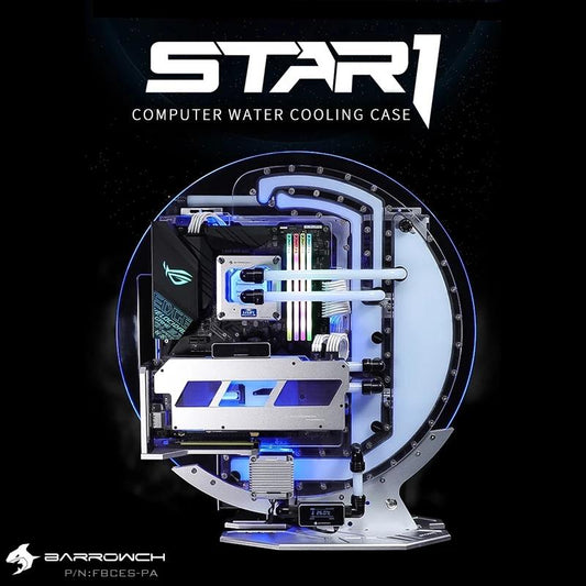 Barrowch STAR1 Series Circular Water Cooling Case, Limited Edition, PC Computer Open Chassis FBCES-PA