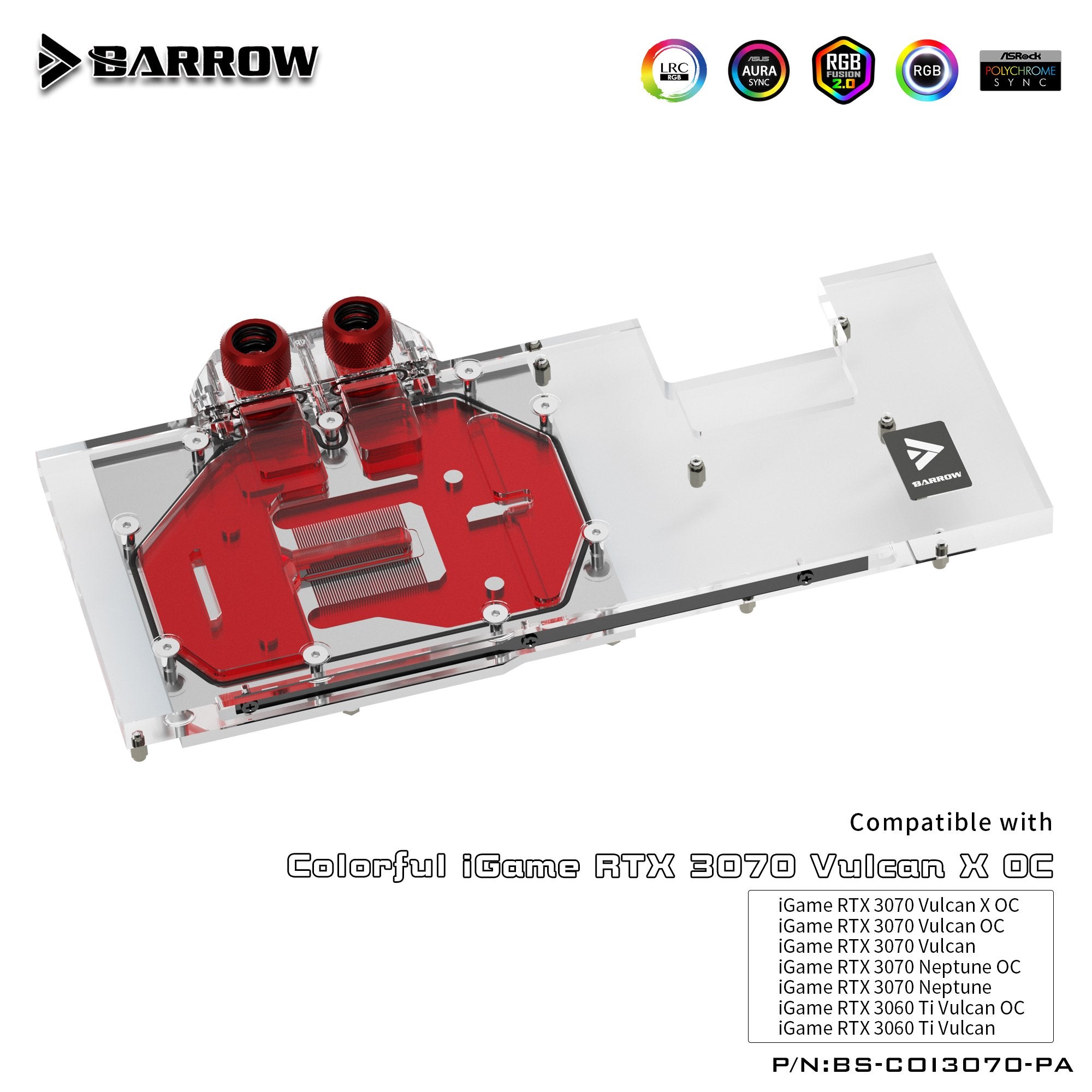 Barrow 3070 3060Ti GPU Water Block for Colorful RTX 3070 3060ti