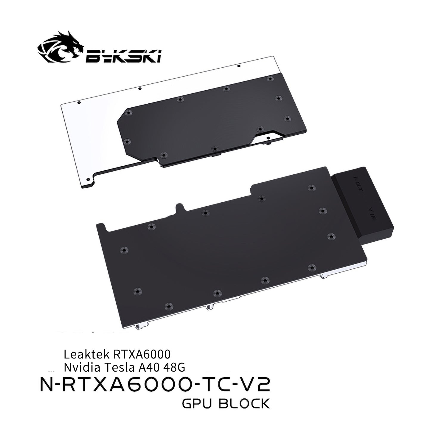 Bykski GPU Block With Active Waterway Backplane Cooler For For Leadtek RTXA6000 NVIDIA Tesla A40 48G High Heat Resistance Material POM Full Metal