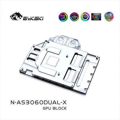 Bykski GPU Block For Asus Dual RTX 3060 12G Gaming / 3060Ti V2 Mini,  With Backplate GPU Water Cooling Cooler, N-AS3060DUAL-X