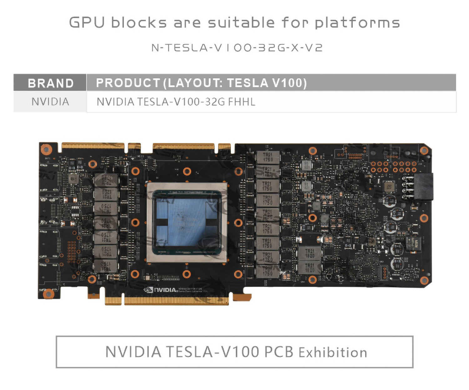 Bykski GPU Block For Nvidia Tesla V100 32GB FHHL High Heat